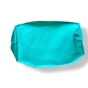 8” Excellence Oyster Bay Jamaica Teal Cosmetic Bag Travel Pouch Faux Leather
